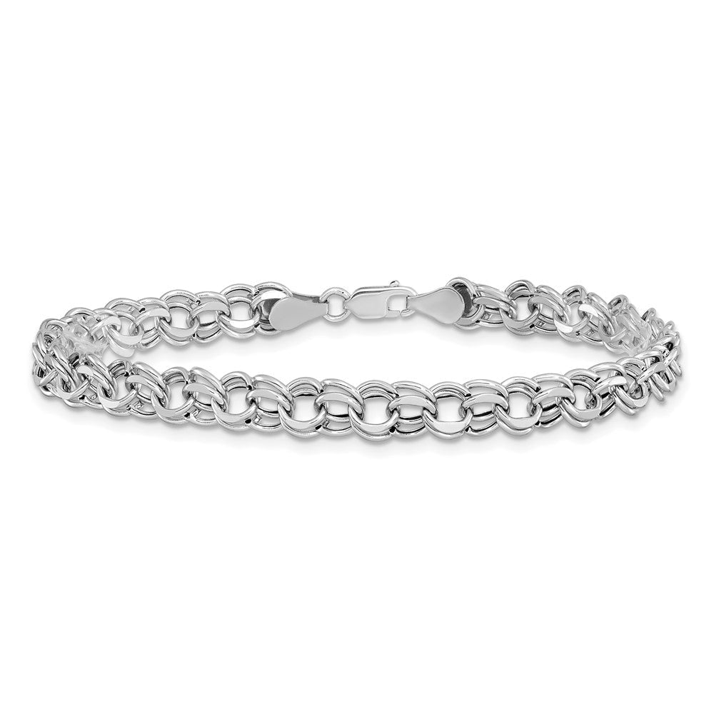 14K Weißgold 6.25mm Hohl Doppelt Glieder Charm Armband