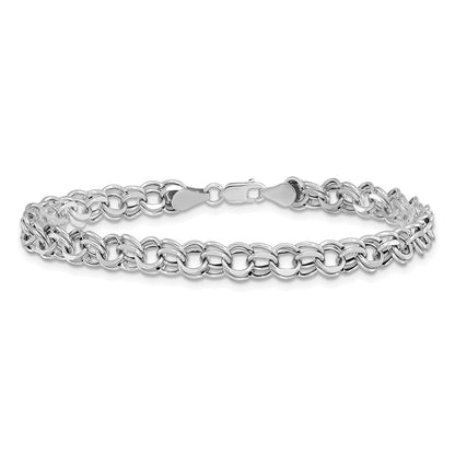 14K Weißgold 6.25mm Hohl Doppelt Glieder Charm Armband