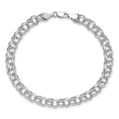 14K Weißgold 6.25mm Hohl Doppelt Glieder Charm Armband