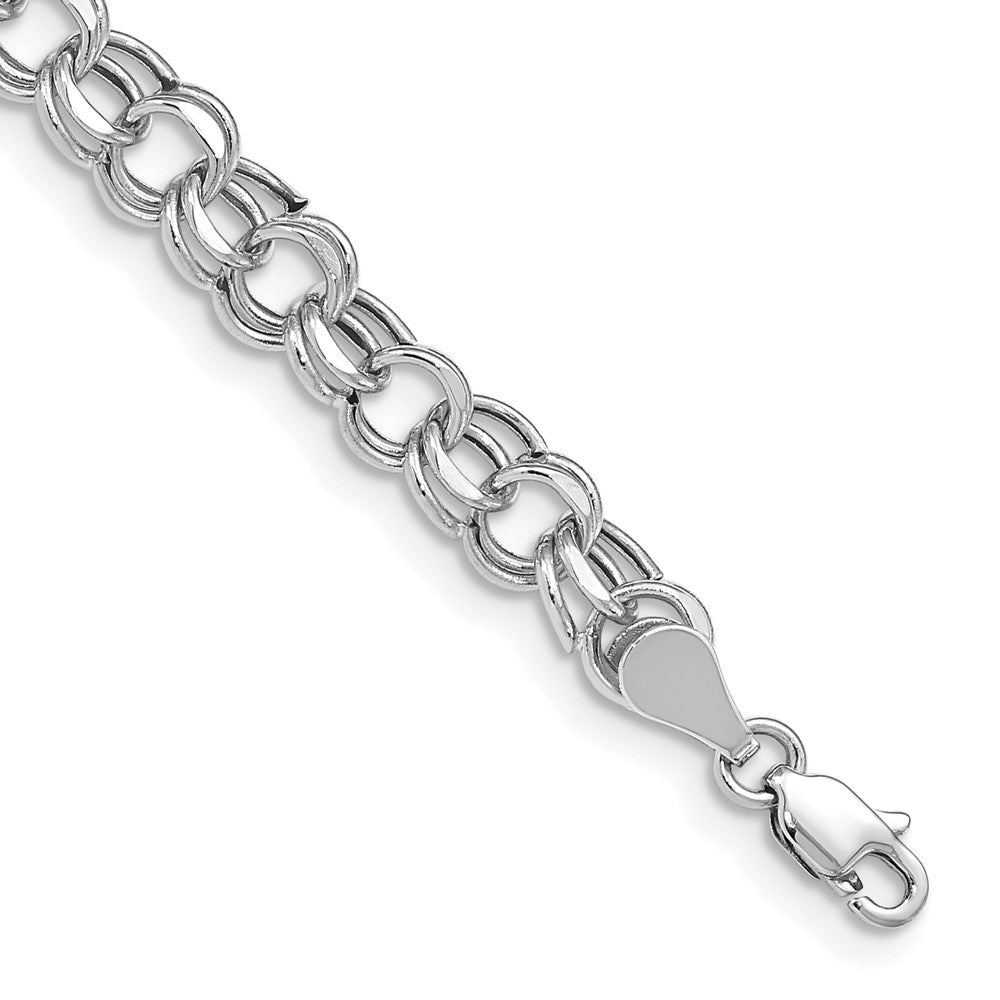 14K Weißgold 6.25mm Hohl Doppelt Glieder Charm Armband