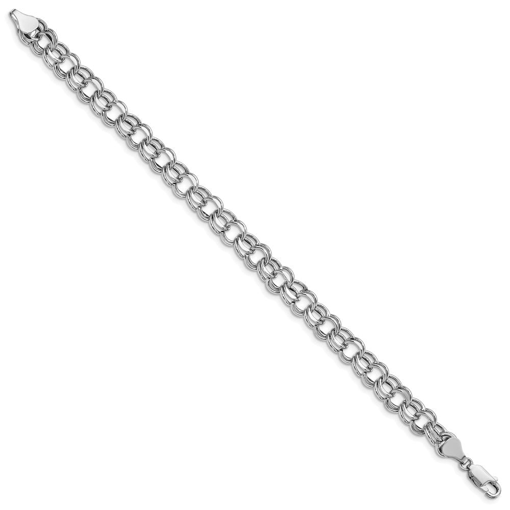 14K Weißgold 9mm Hohl Doppelt Glieder Charm Armband