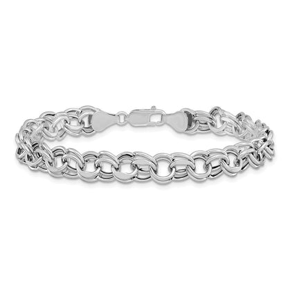 14K Weißgold 9mm Hohl Doppelt Glieder Charm Armband
