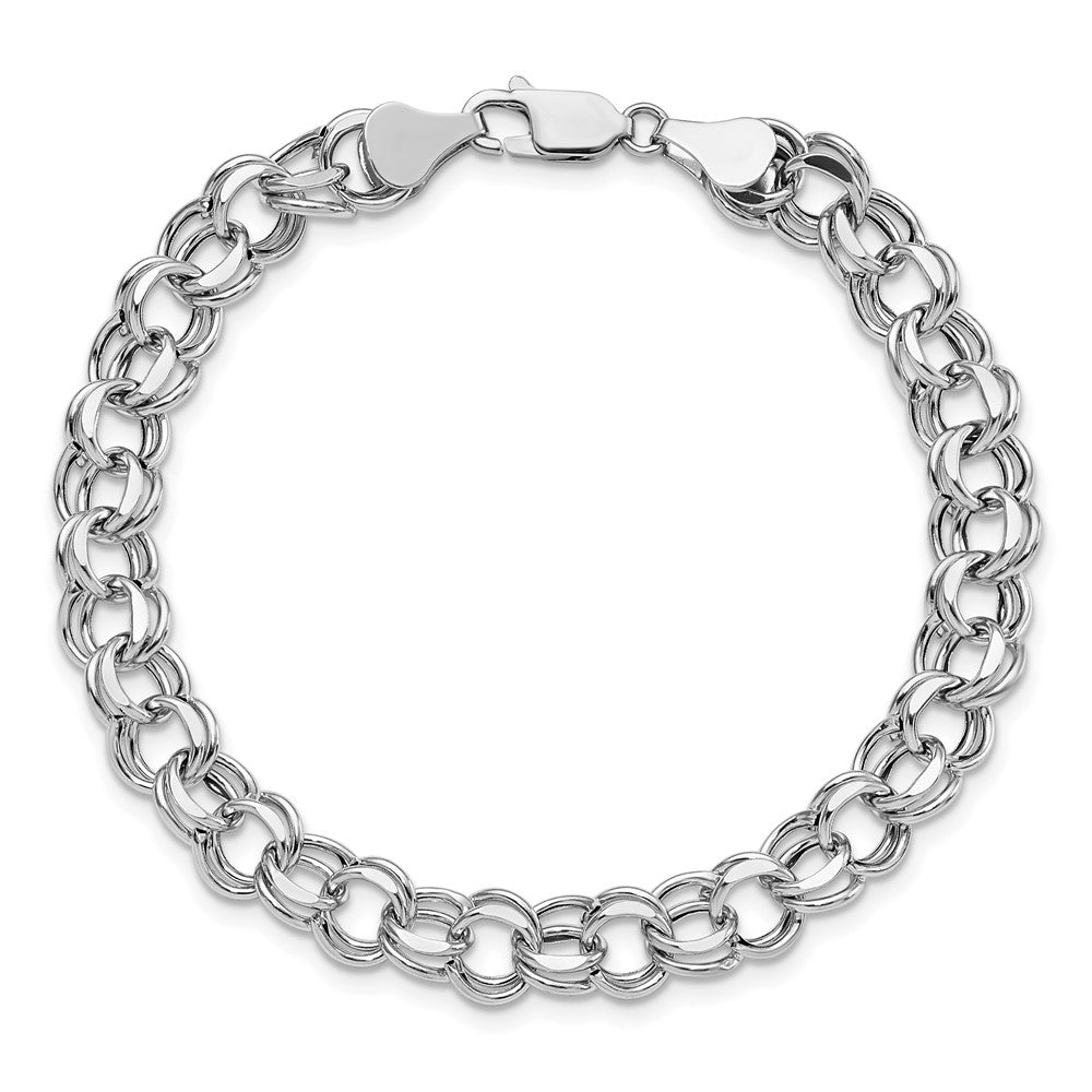 14K Weißgold 9mm Hohl Doppelt Glieder Charm Armband