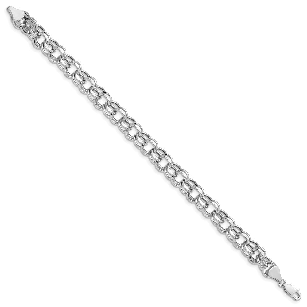 14K Weißgold 9.5mm Hohl Doppelt Glieder Charm Armband