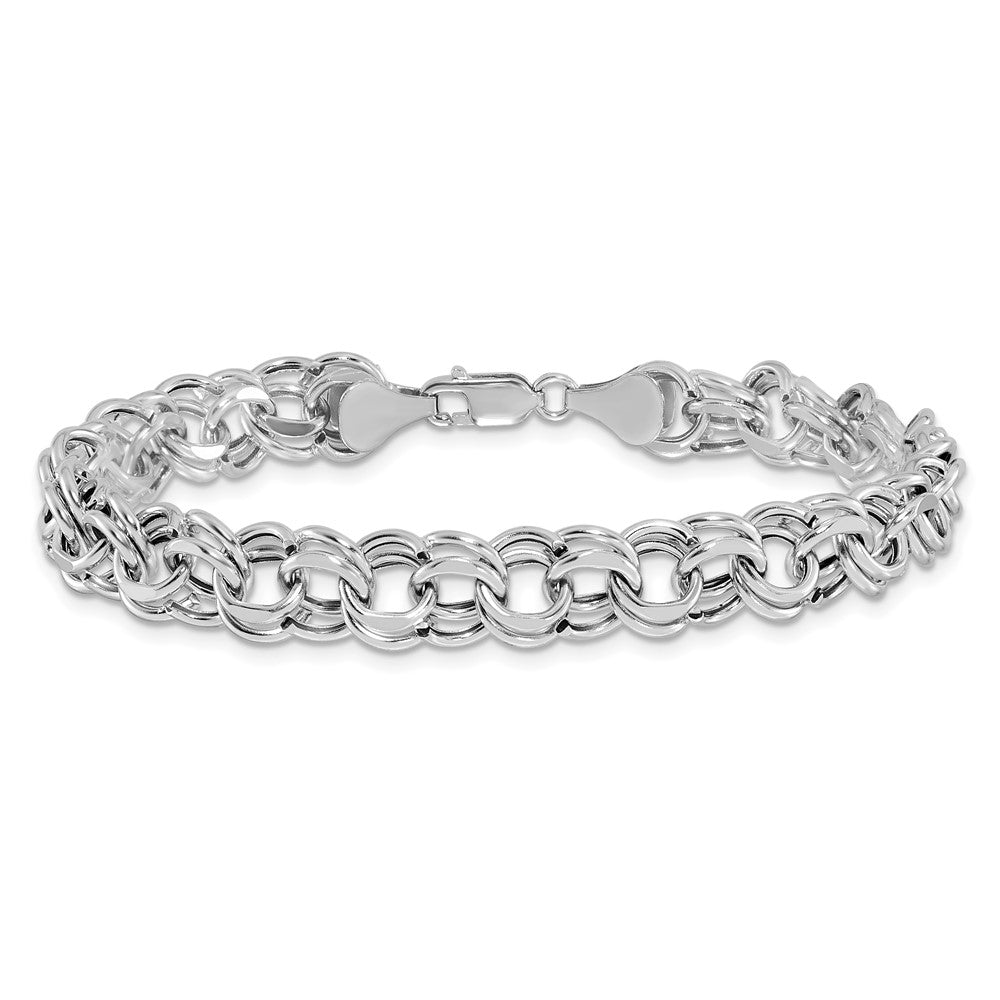 14K Weißgold 9.5mm Hohl Doppelt Glieder Charm Armband