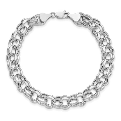 14K Weißgold 9.5mm Hohl Doppelt Glieder Charm Armband