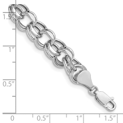 14K Weißgold 9.5mm Hohl Doppelt Glieder Charm Armband