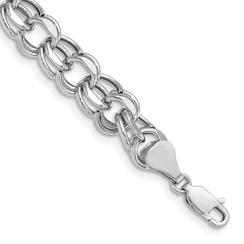 14K Weißgold 9.5mm Hohl Doppelt Glieder Charm Armband