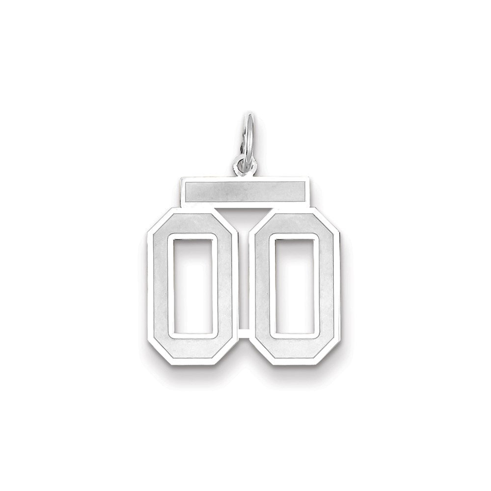 14K Weißgold WG mittelgroßer satinierter Charm Zahl 00