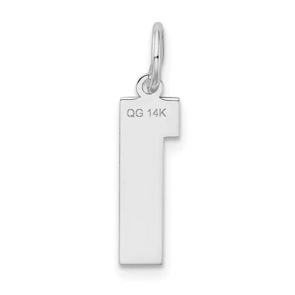 14K Weißgold 14kw Mittel Satiniert Zahl 1 Charm
