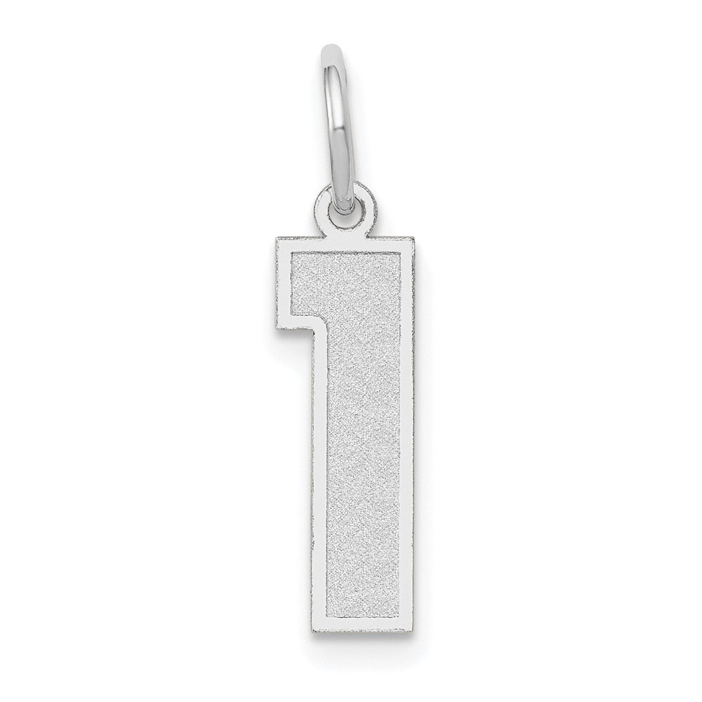 14K Weißgold 14kw Mittel Satiniert Zahl 1 Charm