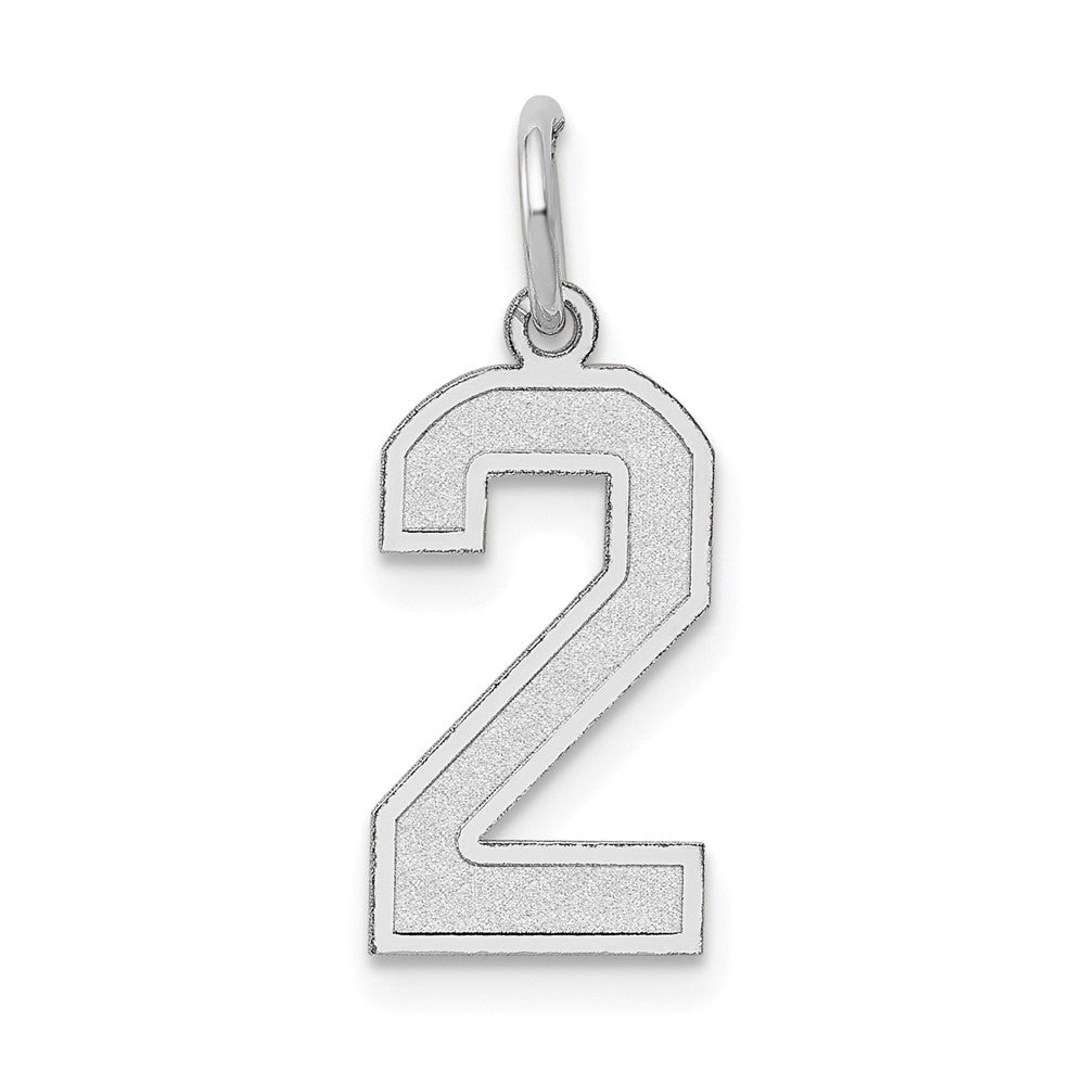 14K Weißgold 14kw Mittel Satiniert Zahl 2 Charm