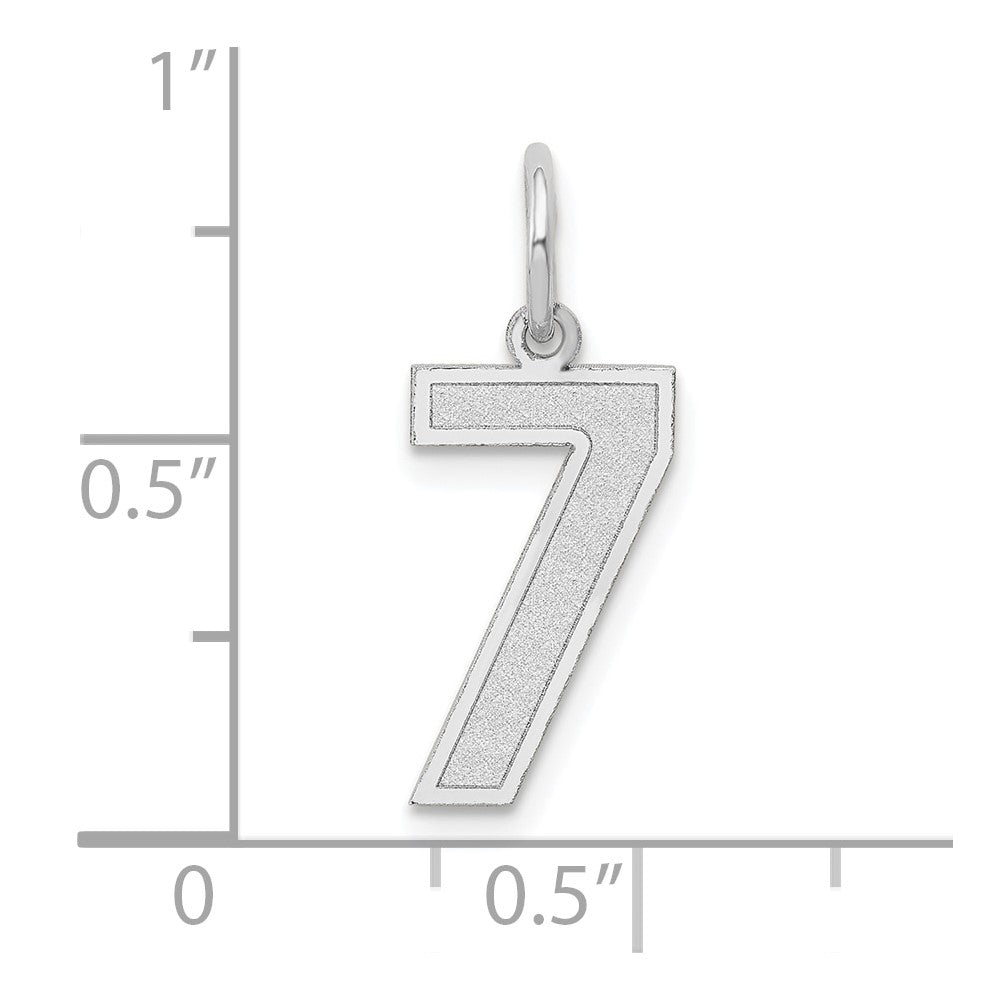 14K Weißgold 14kw Mittel Satiniert Zahl 7 Charm