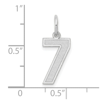 14K Weißgold 14kw Mittel Satiniert Zahl 7 Charm