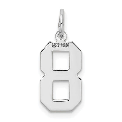 14K Weißgold 14kw Mittel Satiniert Zahl 8 Charm