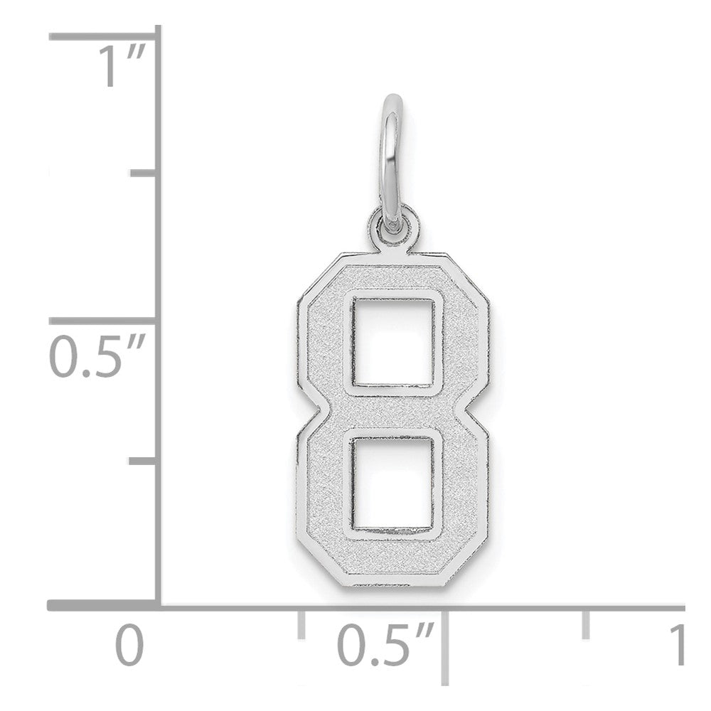 14K Weißgold 14kw Mittel Satiniert Zahl 8 Charm