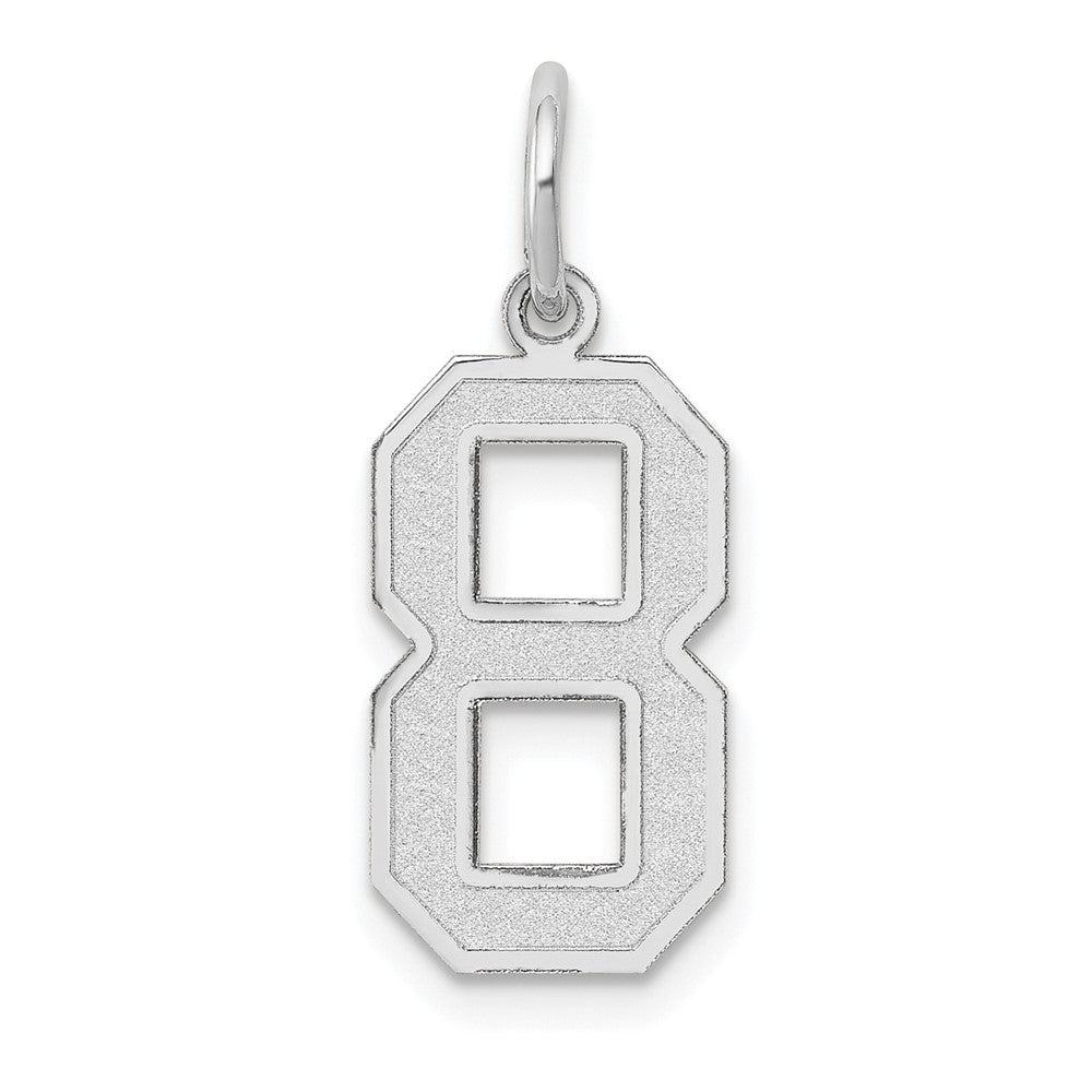 14K Weißgold 14kw Mittel Satiniert Zahl 8 Charm