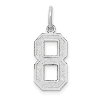 14K Weißgold 14kw Mittel Satiniert Zahl 8 Charm