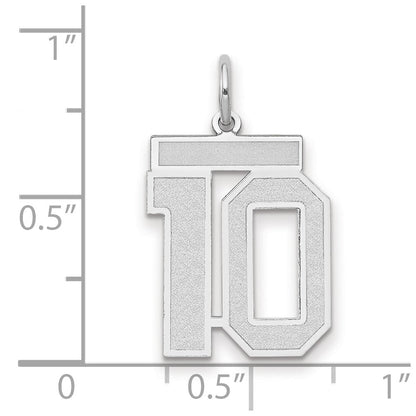 14K Weißgold Charm „Zahl 10“ mit satinierter Oberfläche, mittelgroß