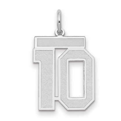 14K Weißgold Charm „Zahl 10“ mit satinierter Oberfläche, mittelgroß