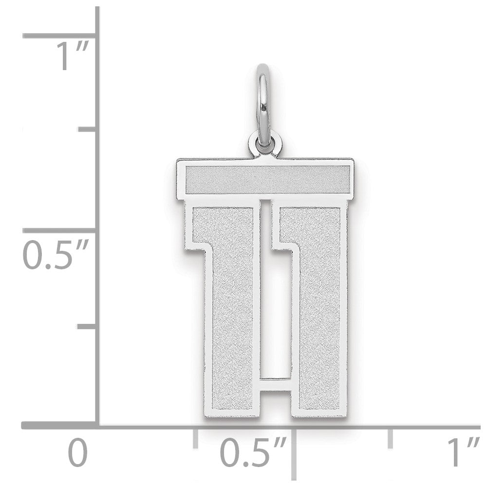 14K Weißgold Medium Satin Zahl 11 Charm