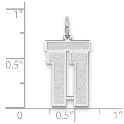 14K Weißgold Medium Satin Zahl 11 Charm