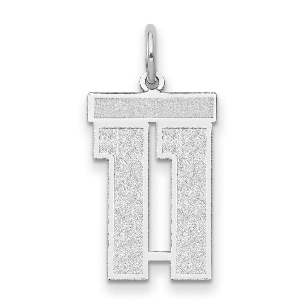 14K Weißgold Medium Satin Zahl 11 Charm