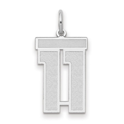 14K Weißgold Medium Satin Zahl 11 Charm
