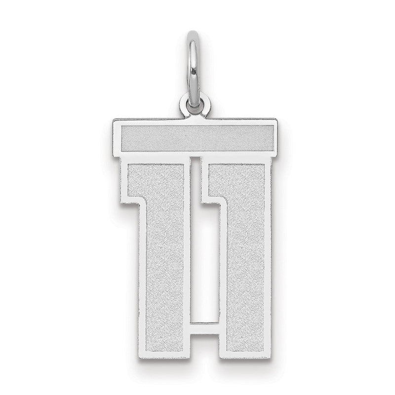 14K Weißgold Medium Satin Zahl 11 Charm