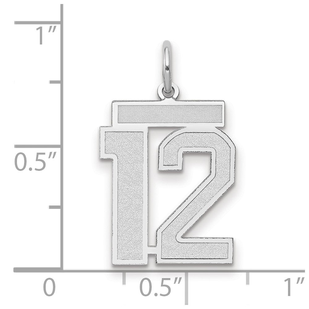 14K Weißgold Charm „Zahl 12“ mittelgroß, satiniert