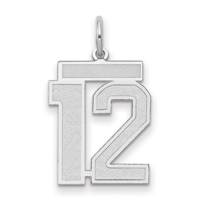 14K Weißgold Charm „Zahl 12“ mittelgroß, satiniert
