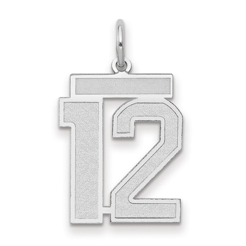 14K Weißgold Charm „Zahl 12“ mittelgroß, satiniert
