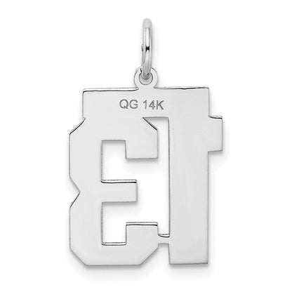 585 Weißgold Charm „Zahl 13" mit mattierter Oberfläche, mittelgroß