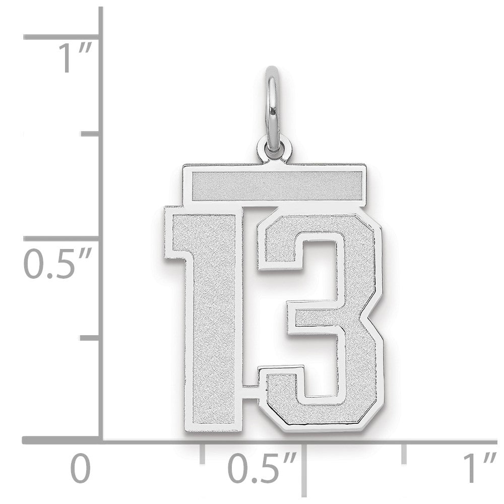 585 Weißgold Charm „Zahl 13" mit mattierter Oberfläche, mittelgroß