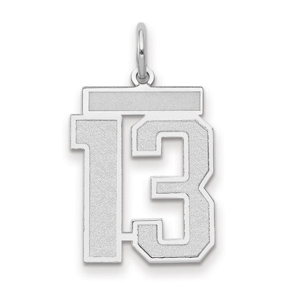 585 Weißgold Charm „Zahl 13" mit mattierter Oberfläche, mittelgroß