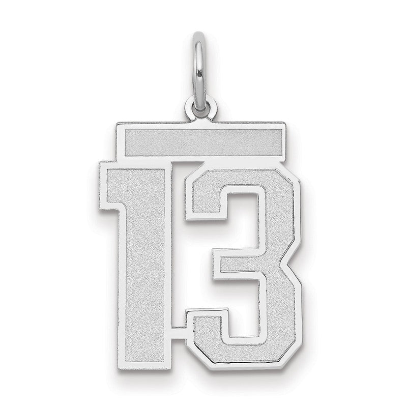 585 Weißgold Charm „Zahl 13" mit mattierter Oberfläche, mittelgroß