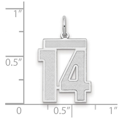 14K Weißgold Charm „Zahl 14“, mittelgroß, satiniert