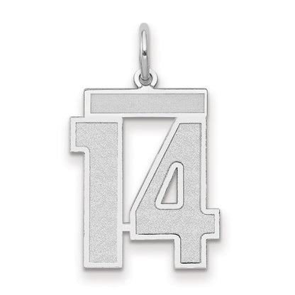 14K Weißgold Charm „Zahl 14“, mittelgroß, satiniert