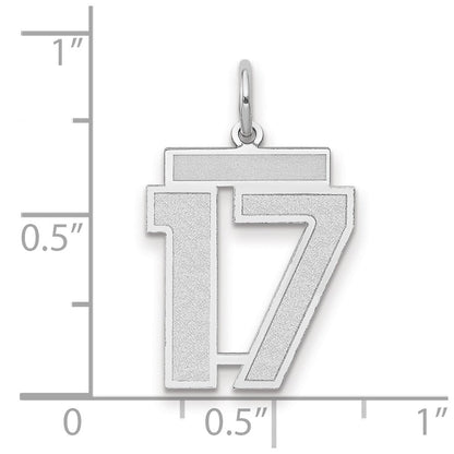 14K Weißgold Medium Satin Zahl 17 Charm