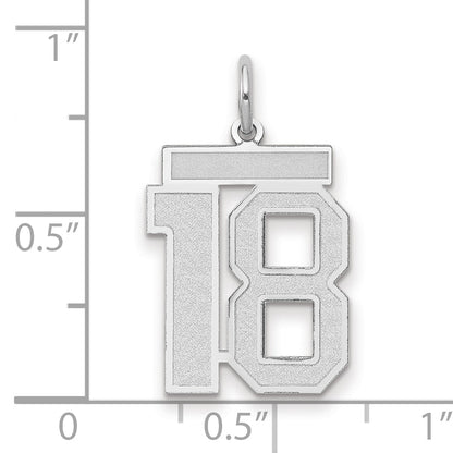 14K Weißgold Charm „Zahl 18“, mittelgroß, satiniert