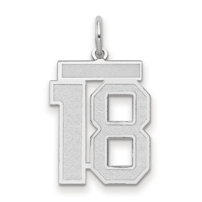 14K Weißgold Charm „Zahl 18“, mittelgroß, satiniert