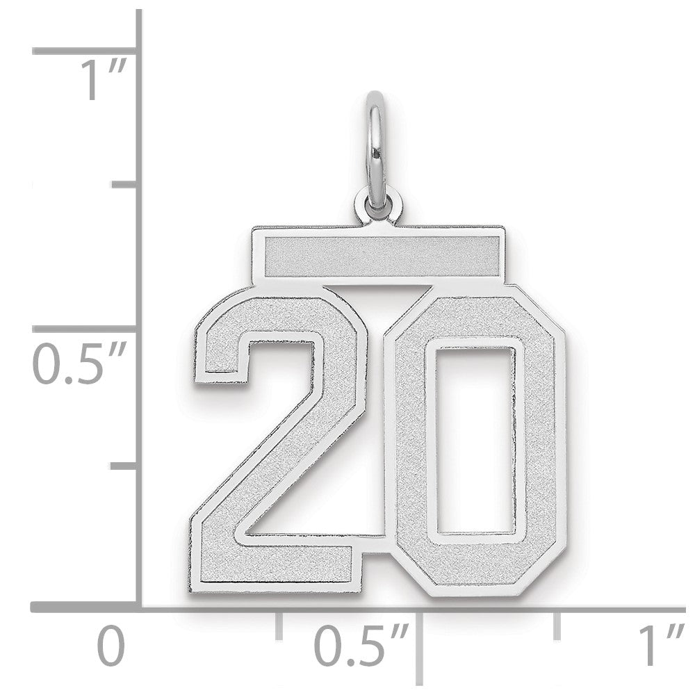 14K Weißgold mittelgroßer satinierter Charm „Zahl 20