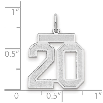14K Weißgold mittelgroßer satinierter Charm „Zahl 20