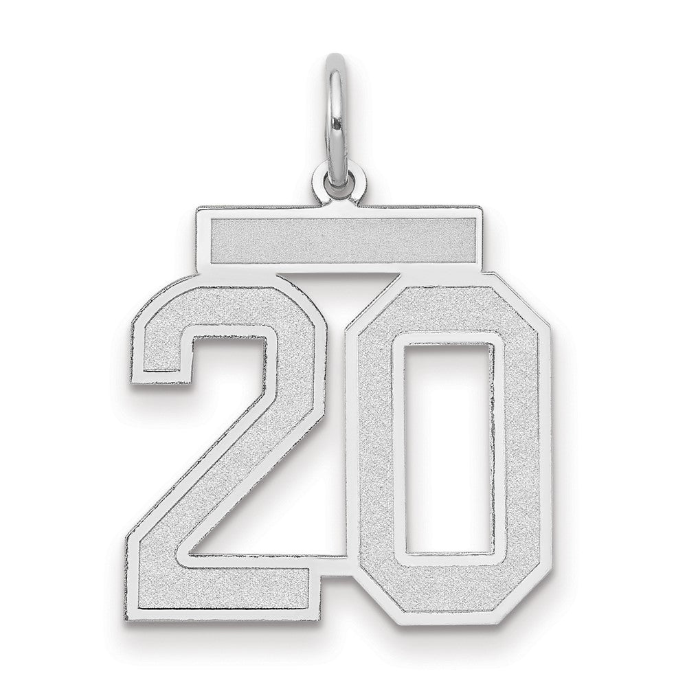 14K Weißgold mittelgroßer satinierter Charm „Zahl 20
