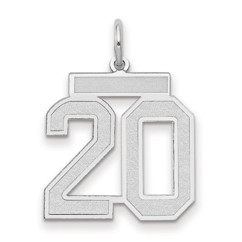 14K Weißgold mittelgroßer satinierter Charm „Zahl 20