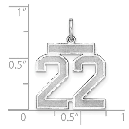 14K Weißgold Medium Satin Zahl 22 Charm