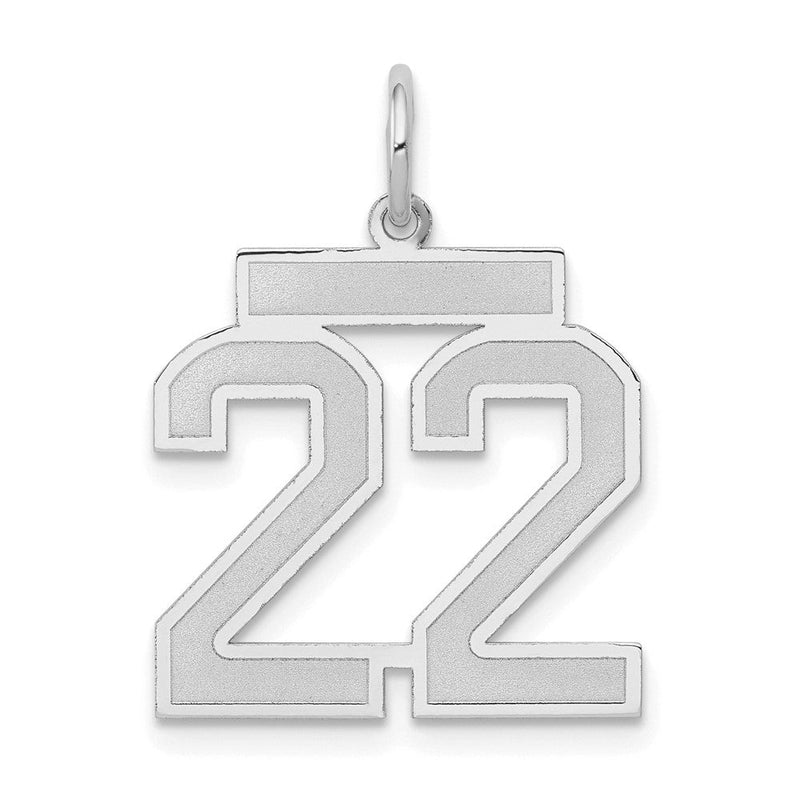 14K Weißgold Medium Satin Zahl 22 Charm