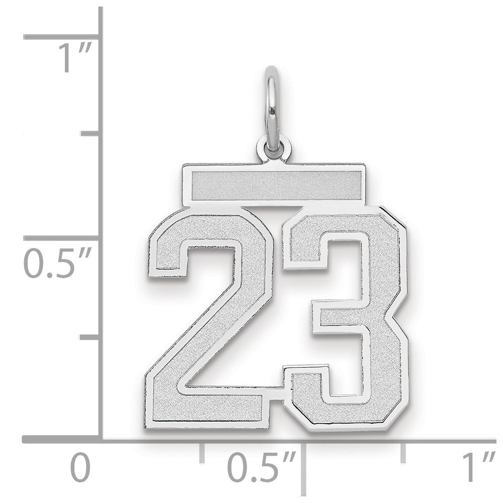 14K Weißgold Medium Satin Zahl 23 Charm