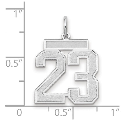 14K Weißgold Medium Satin Zahl 23 Charm
