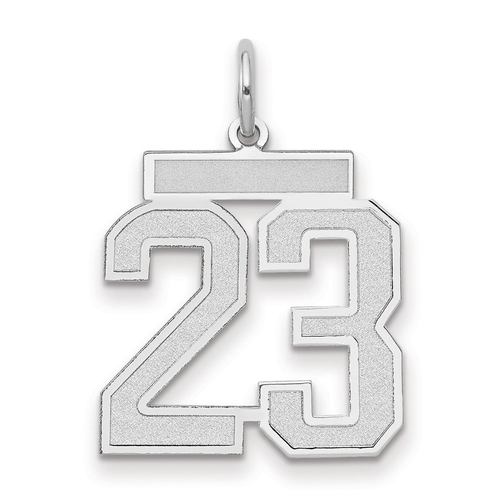 14K Weißgold Medium Satin Zahl 23 Charm